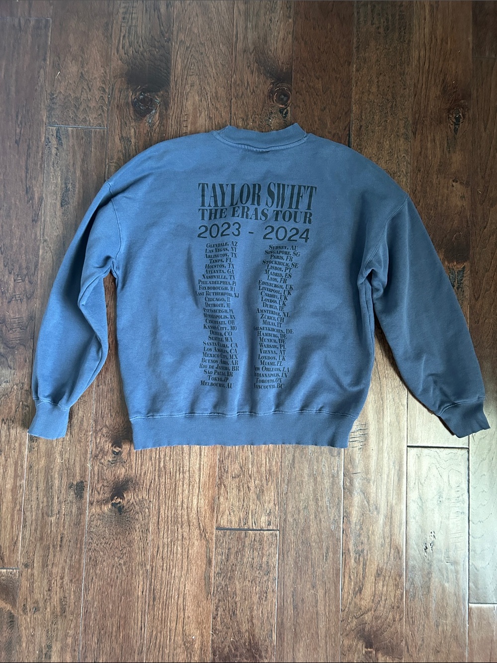 Official Taylor Swift Eras Tour Blue Crewneck Sweatshirt - Size XS All Dates